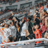 Momen wanita dan anak-anak berdampingan dalam satu tribun ketika menikmati pertandingan Persija Jakarta